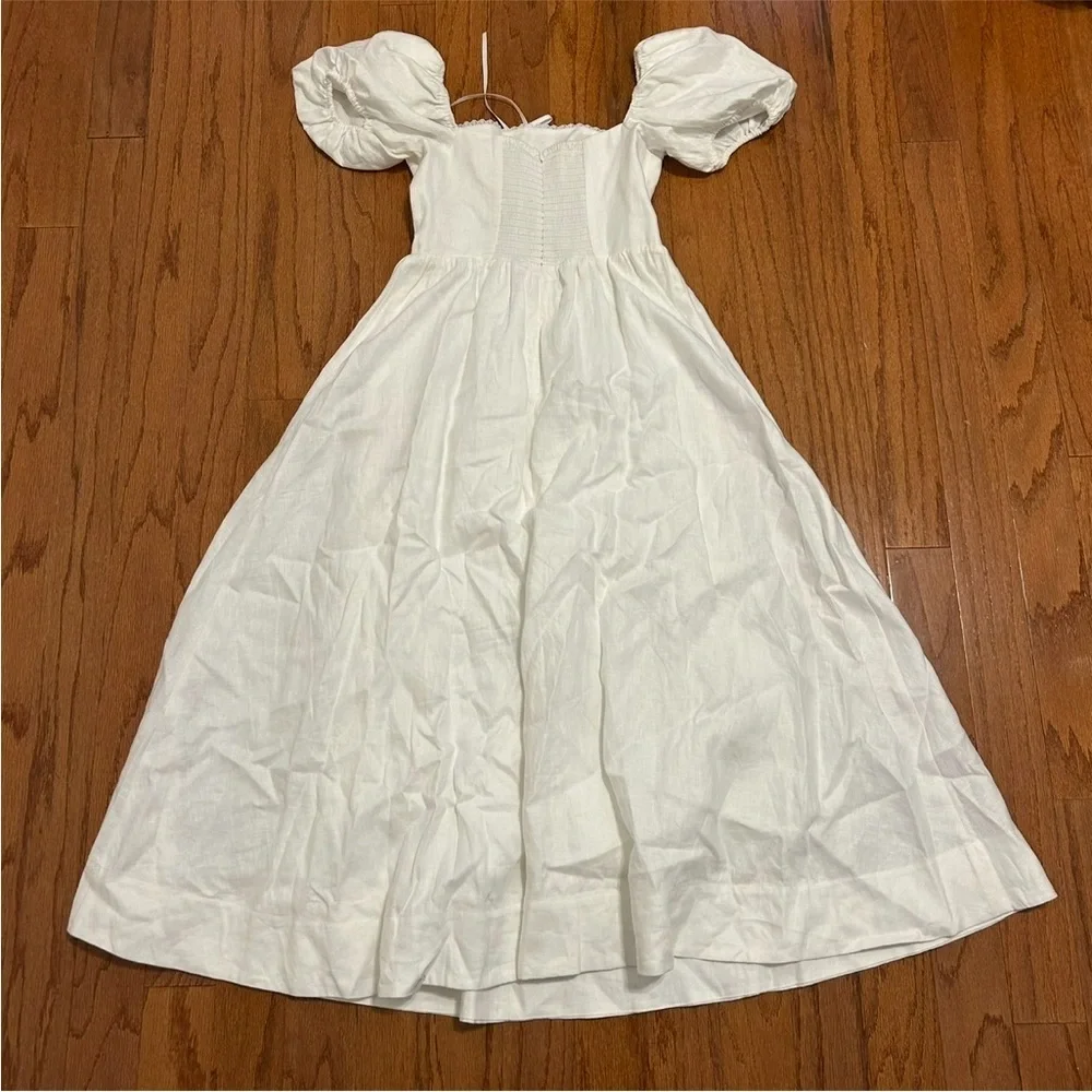 Reformation White Puff-Sleeve Smocked Maxi Dress - Picture 7 of 7